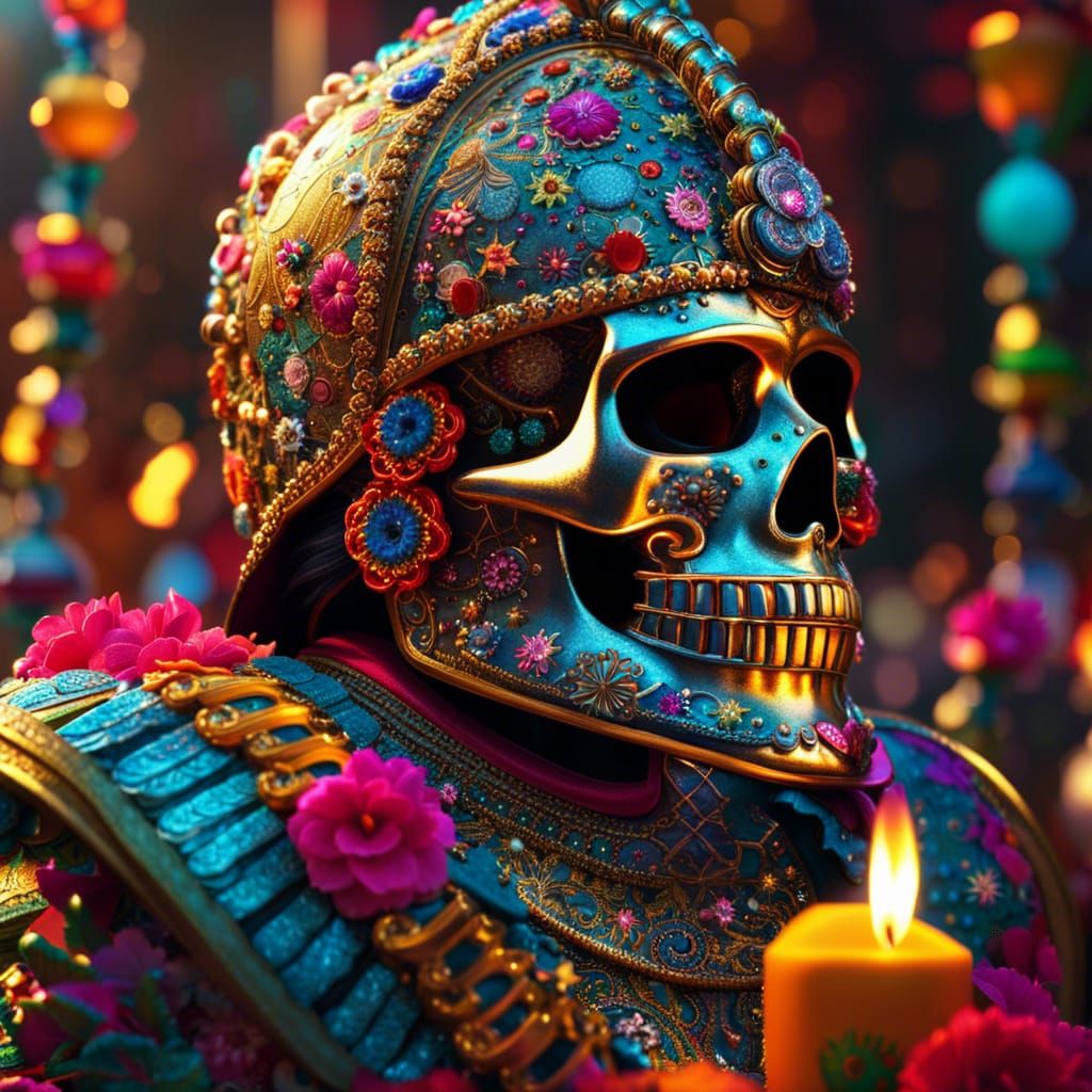 Festive Mexican Knight Amidst Day of the Dead