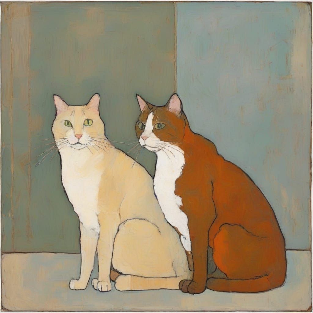Cats in Style of Rothko and Schiele