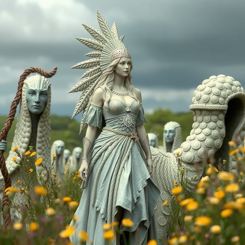 Medieval Maiden in Fantasy Landscape Art