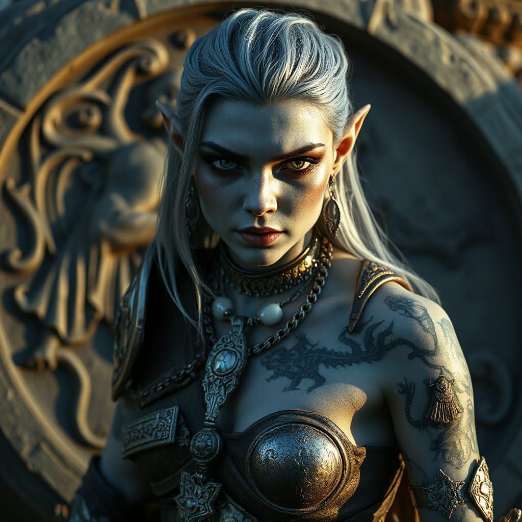 Dark Elf Warrior in Dynamic Action Pose