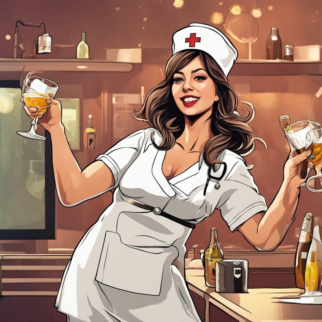 Sultry Nurse in a Boozy Dance Routine