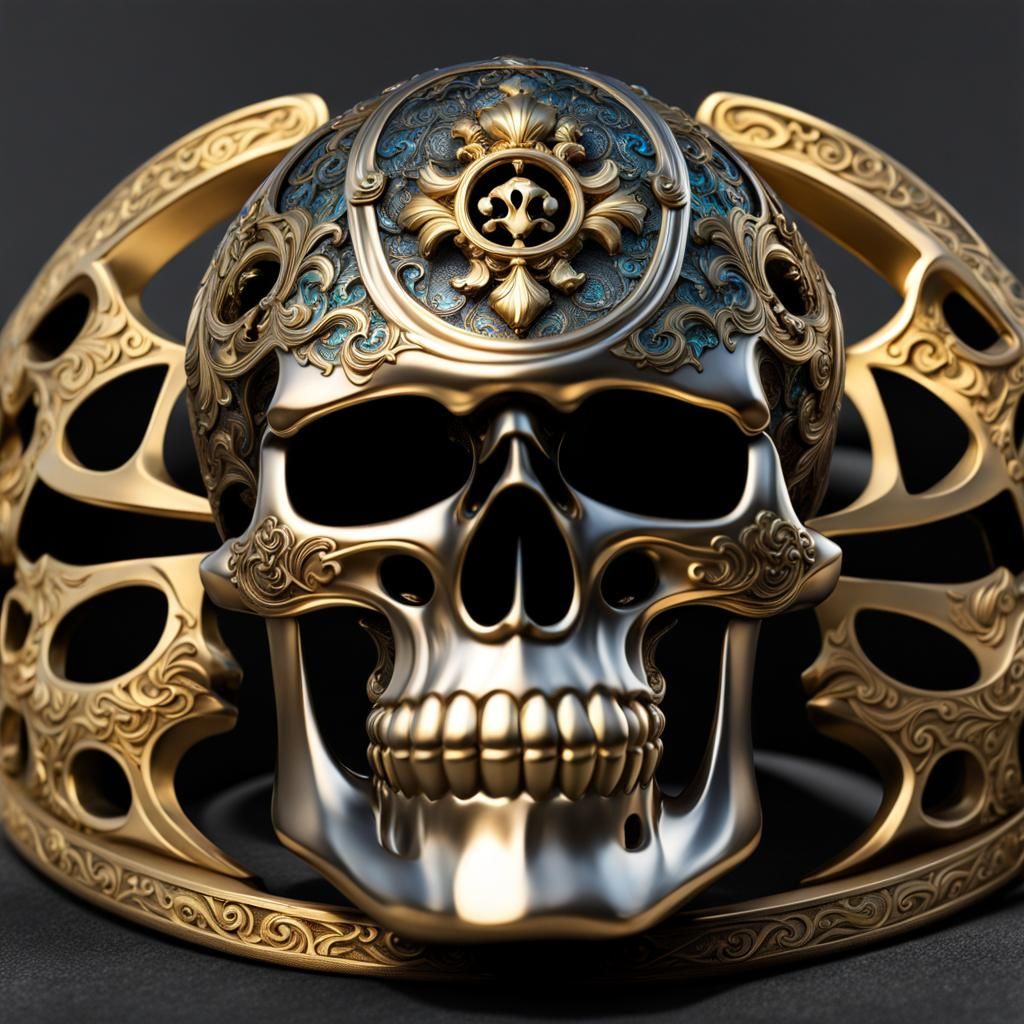 Brass knuckle ring with skull