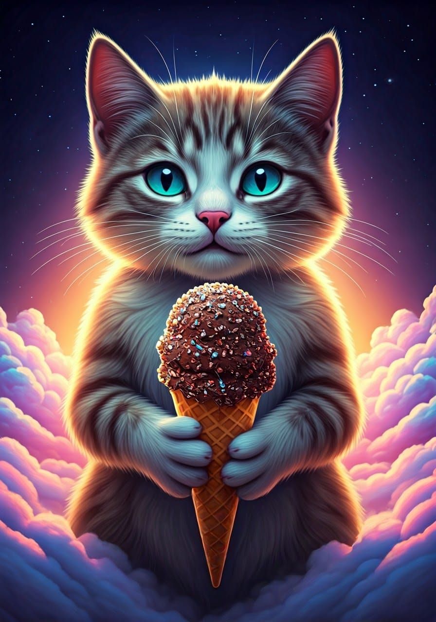 Whimsical Feline Connoisseur in Futuristic Paradise