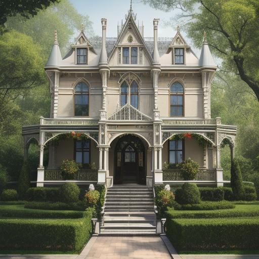 Majestic Victorian House with Lush Greenery