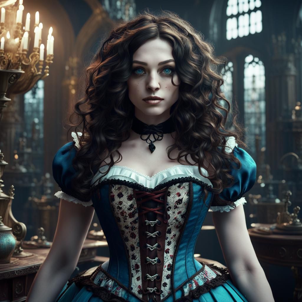 Gothic Alice in Wonderland: Detailed Fantasy Art