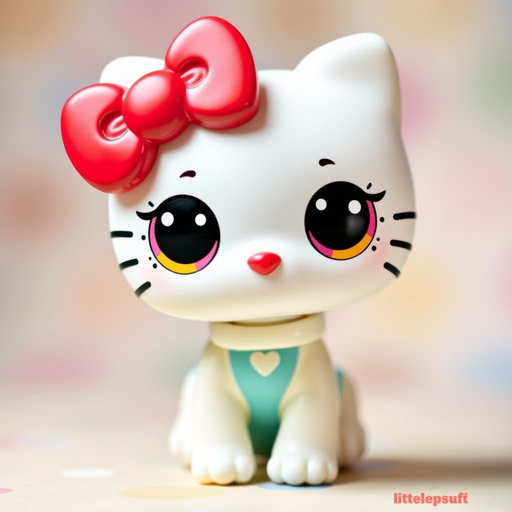 Hello Kitty Littlest Pet Shop Figure in Kawaii Style