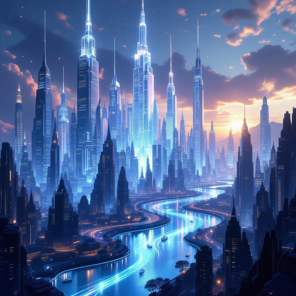 Luminous Fractal Skyscrapers in a Cosmic Metropolis