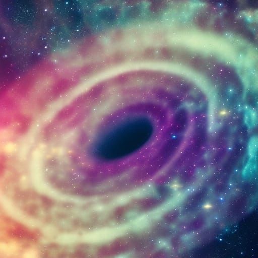 Spaceship Navigating Mystical Galaxy with Wormhole