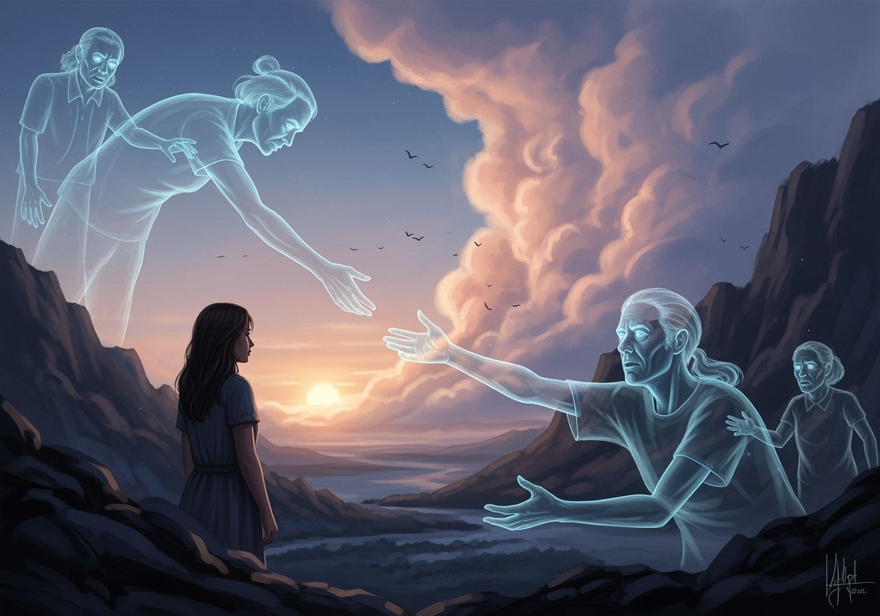 Interdimensional Vista: Woman and Ghostly Loved Ones