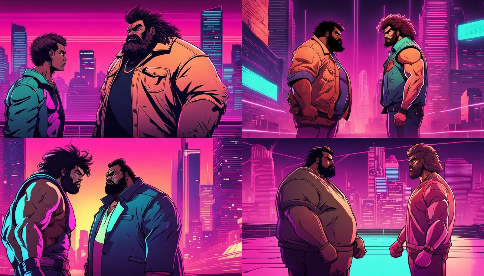 Protagonist Versus Villain in Synthwave City