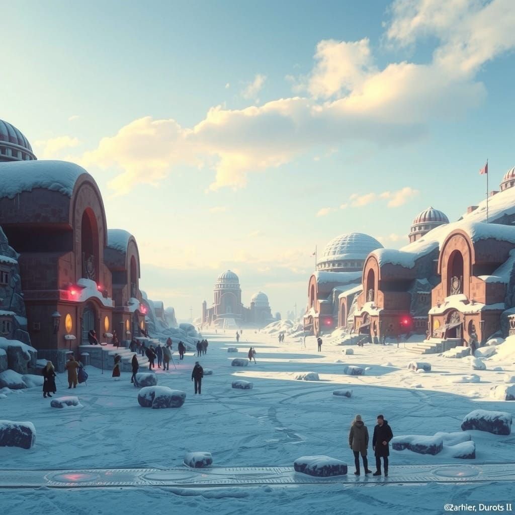 Futuristic Ice Metropolis on Distant Planet