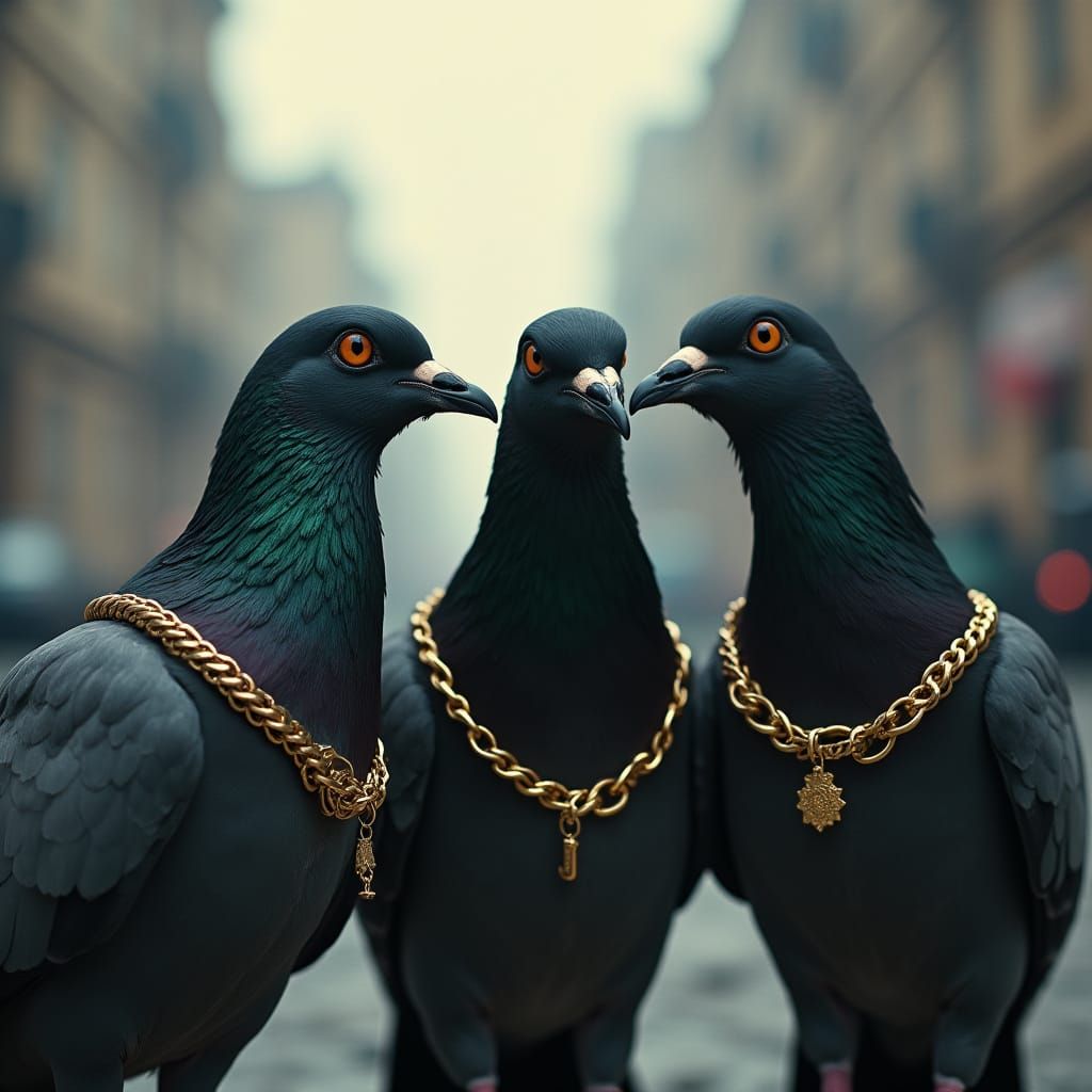 three black pigeons