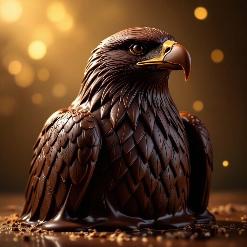 Chocolate Eagle Sculpture in Ethereal Lighting