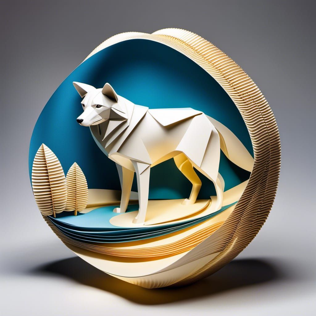 Origami dog scene