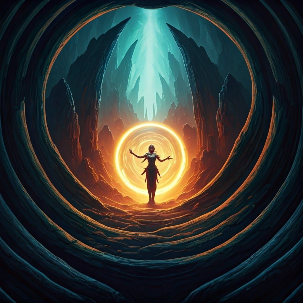 Powerful Sorceress in Fantasy Landscape, Matte Painting