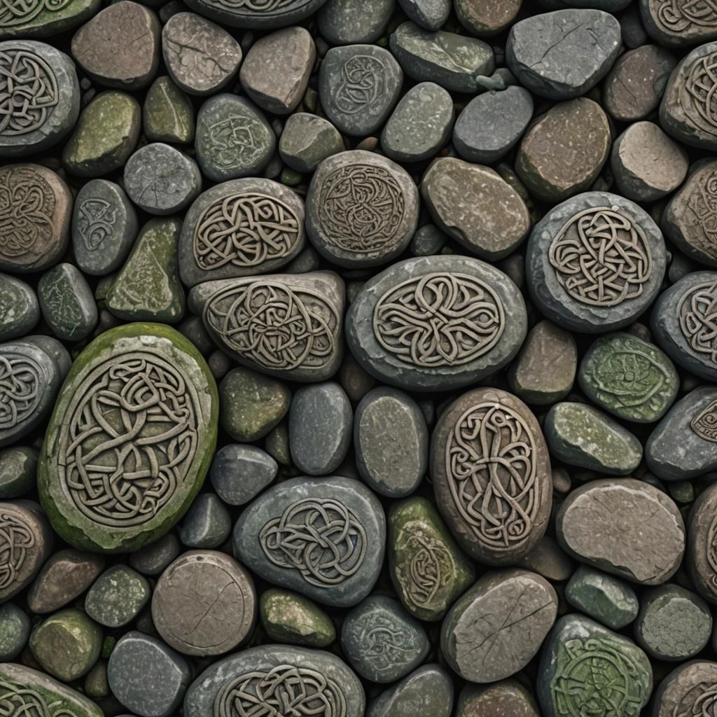 Hyperrealistic Celtic Stones with Intricate Details