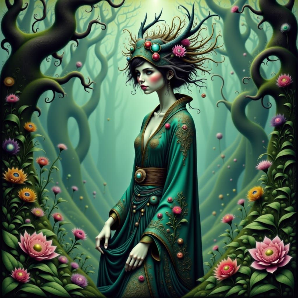 Mystical Forest Girl with Dragon Eyes in Ethereal Dreamlike ...