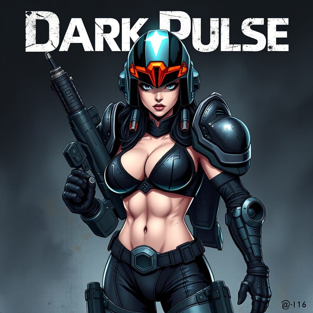 FPS Game Box Art: Futuristic Warrior in Dark Pulse