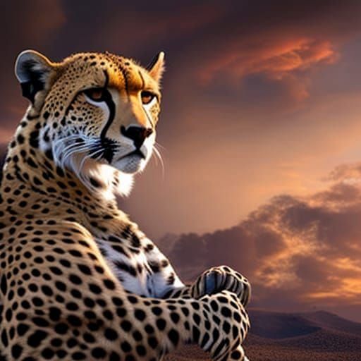 Cheetah in Suit: Detailed Matte Painting in 8K