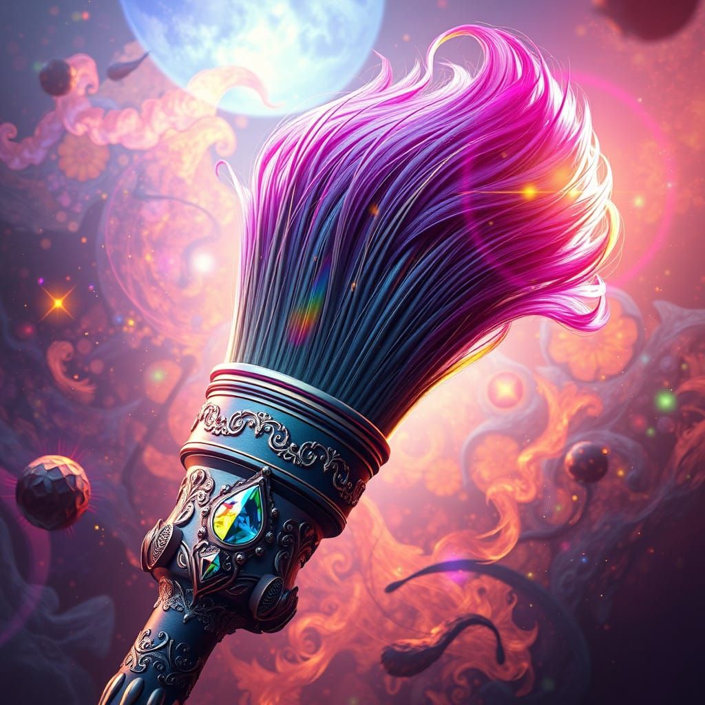Majestic Brush in Vibrant Dreamlike Scene