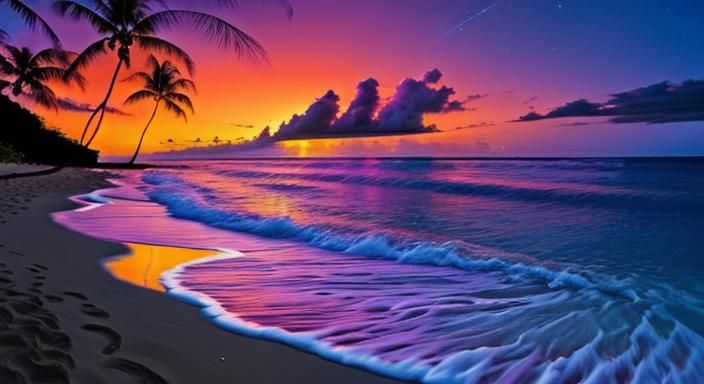Stunning Ultrarealistic Hawaiian Beach Night