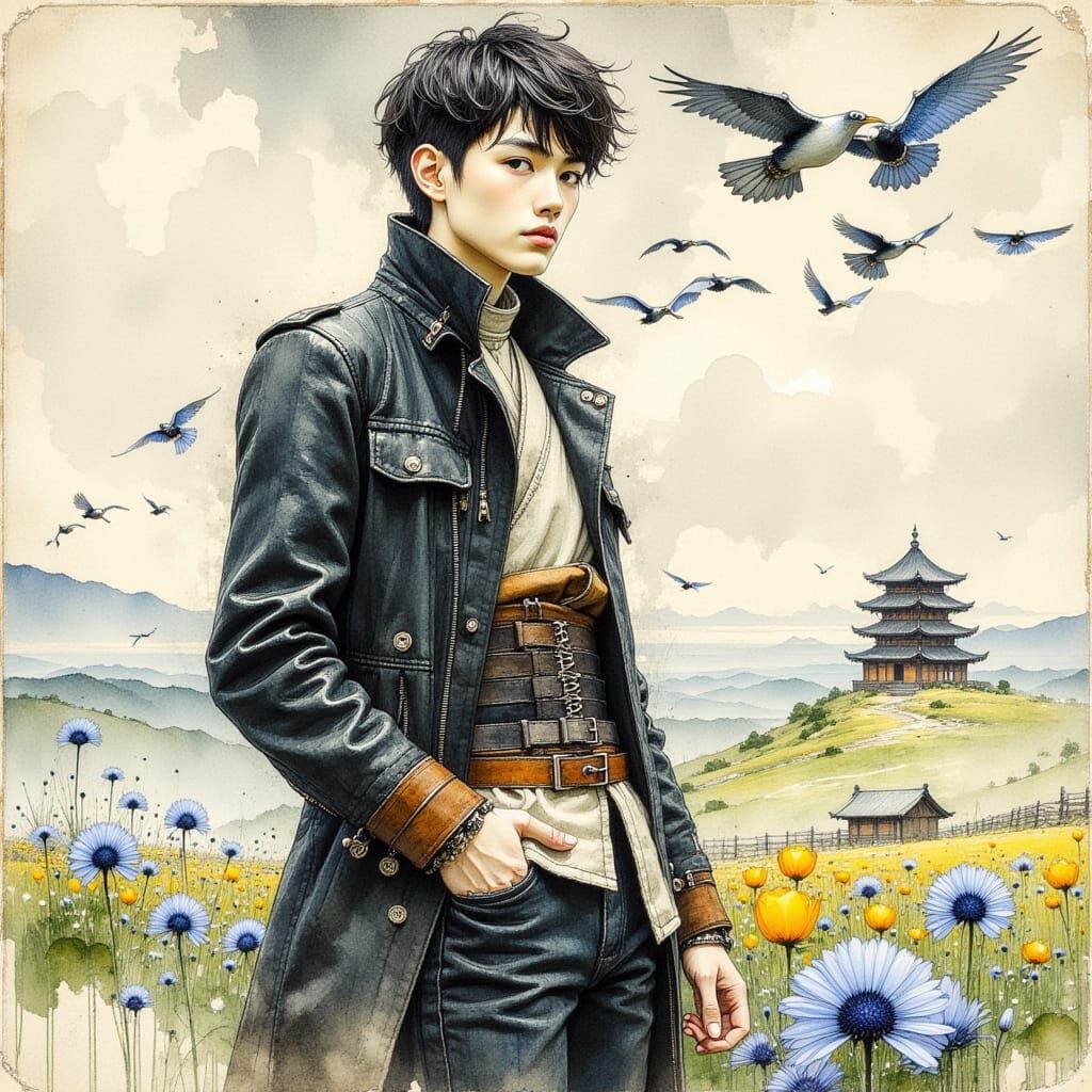 Surreal African Mammal Scene in Vibrant Color