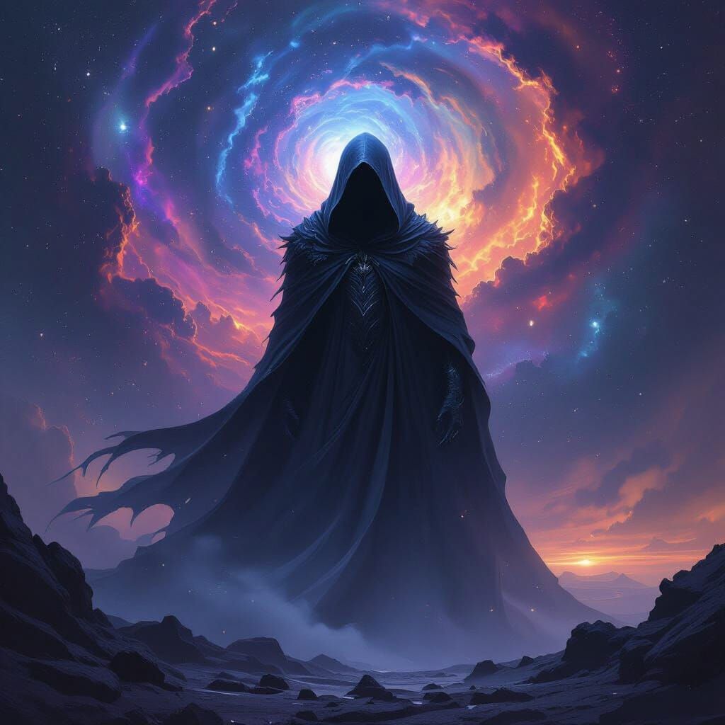 Cosmic Dragon Materializes in Nebula, Matte Painting Style