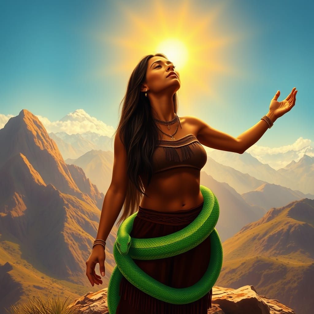 Indigenous Woman Embracing Nature's Harmony