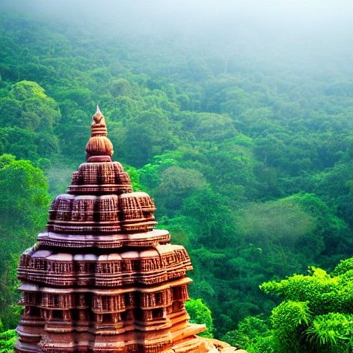 Dravidian Temple Amidst Jungle Mist