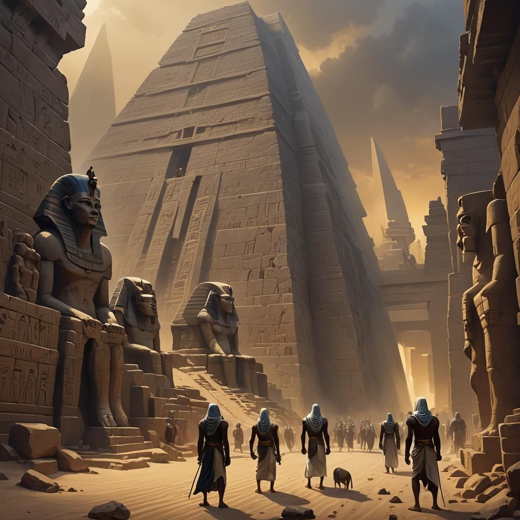 Egyptian Pyramid Construction: Ominous Concept Art