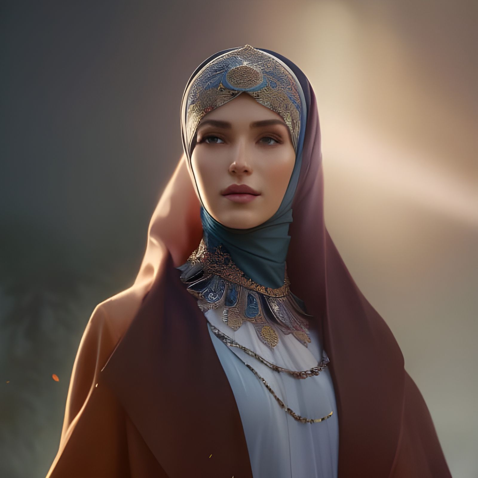 Beautiful Woman in Hijab: Hyperdetailed Portrait