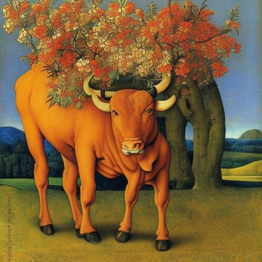 Surreal Symbolic Scene Inspired by Historical Masters