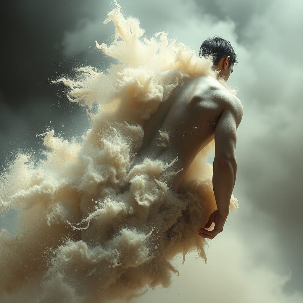 Surreal Dissolving Figure Concept Art