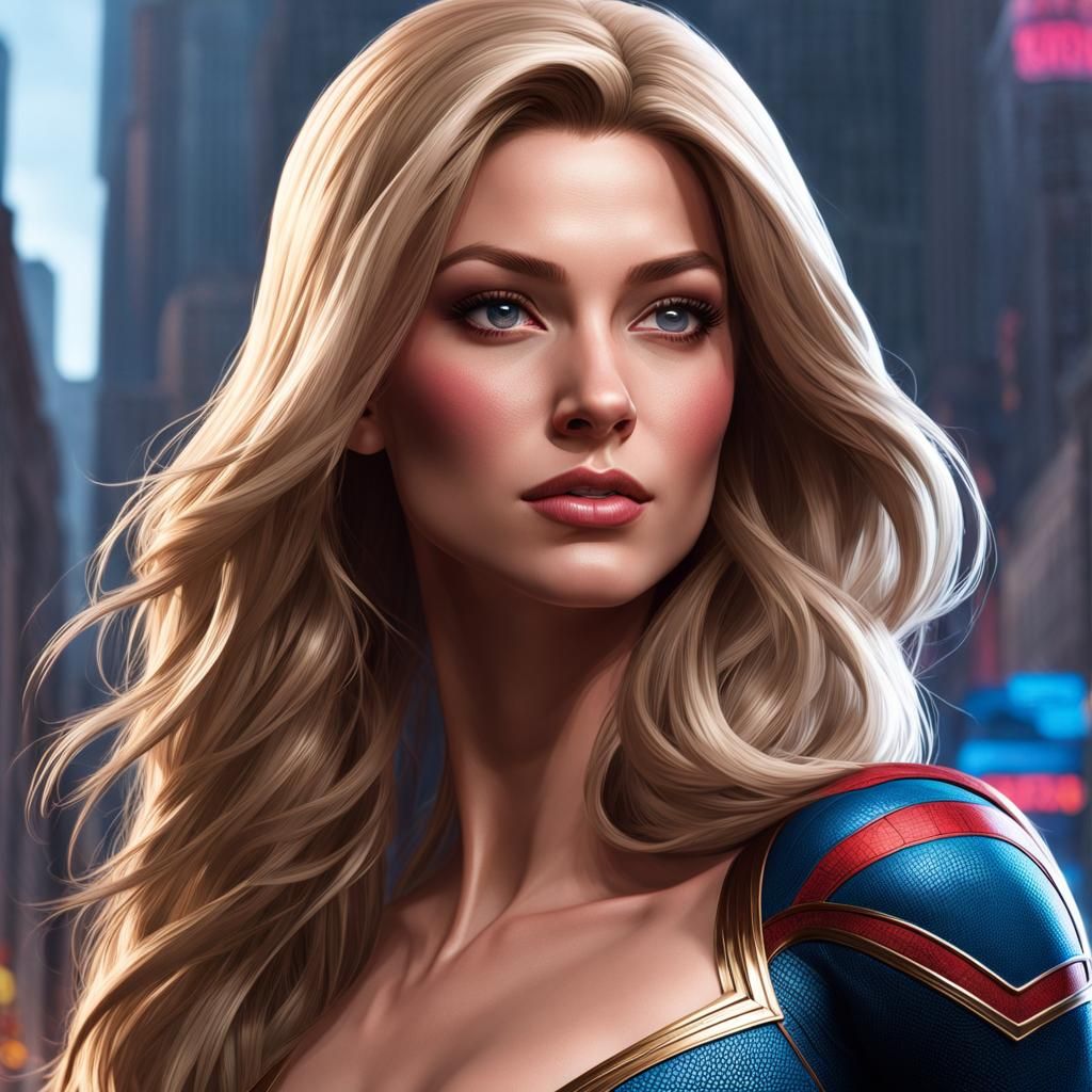 Spider-Man and Woman Portrait in Art Nouveau Style