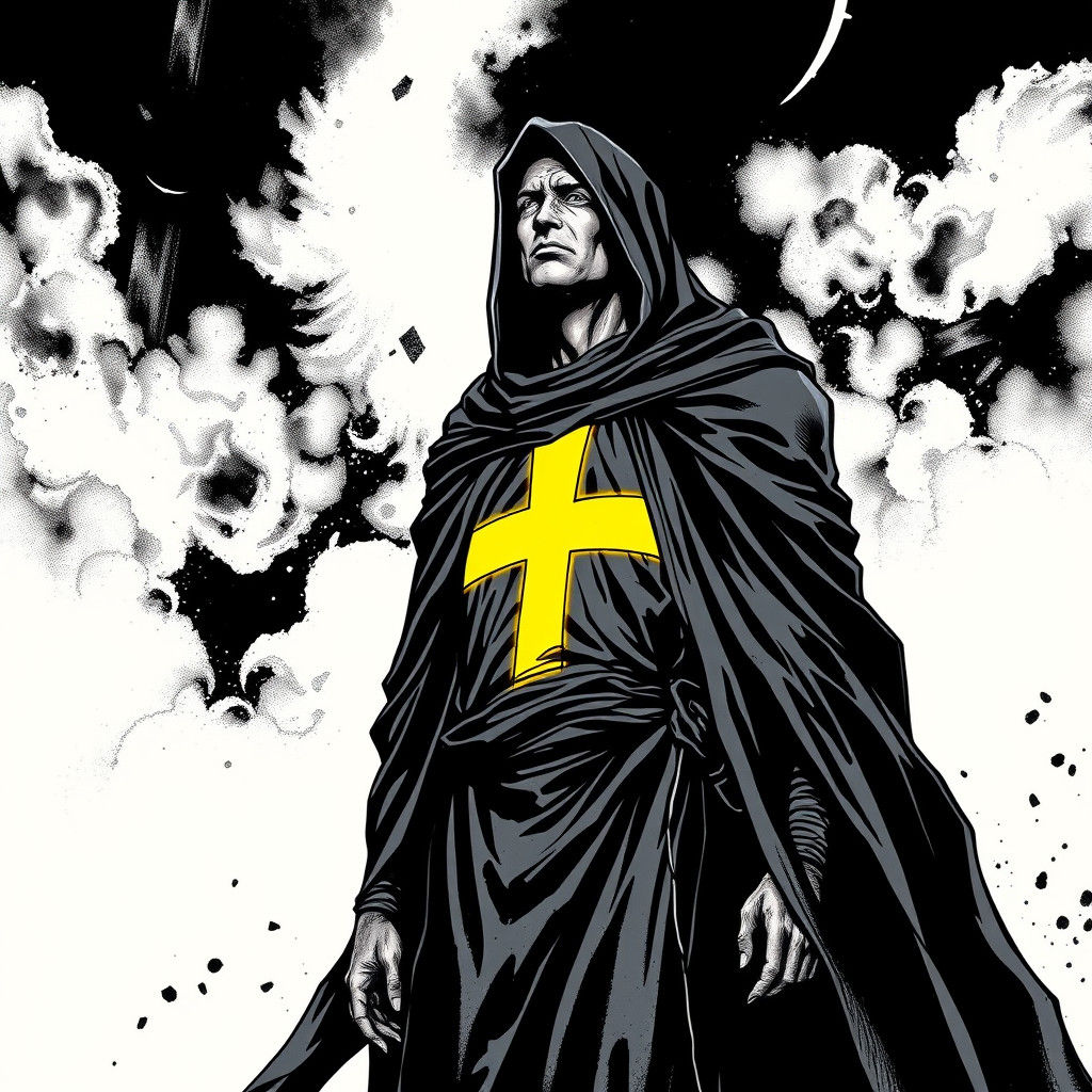 Martyr in Sin City Style with Yellow Cross