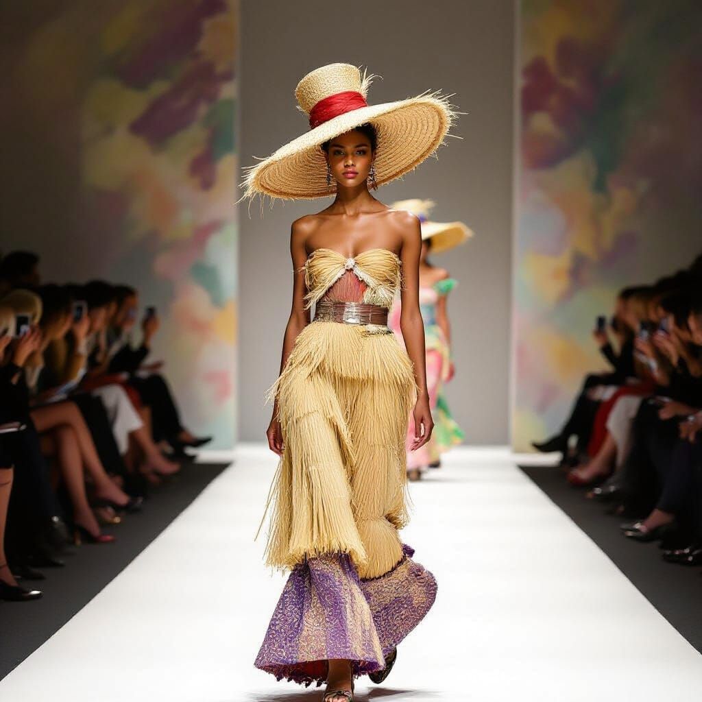 Avant-Garde Model In Spaghetti Hat, Impressionist Style