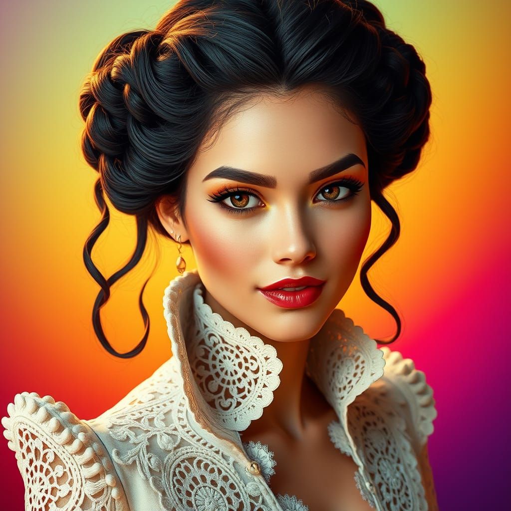 Stunning European Woman in Elaborate Braided Updo with Avant...