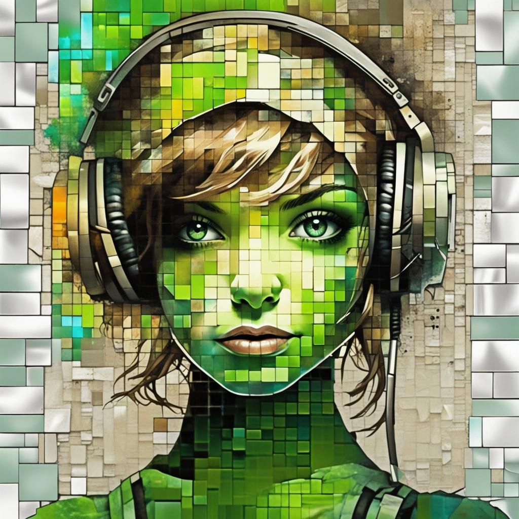 Invisible Girl: Mosaic Collage in Graphic Style