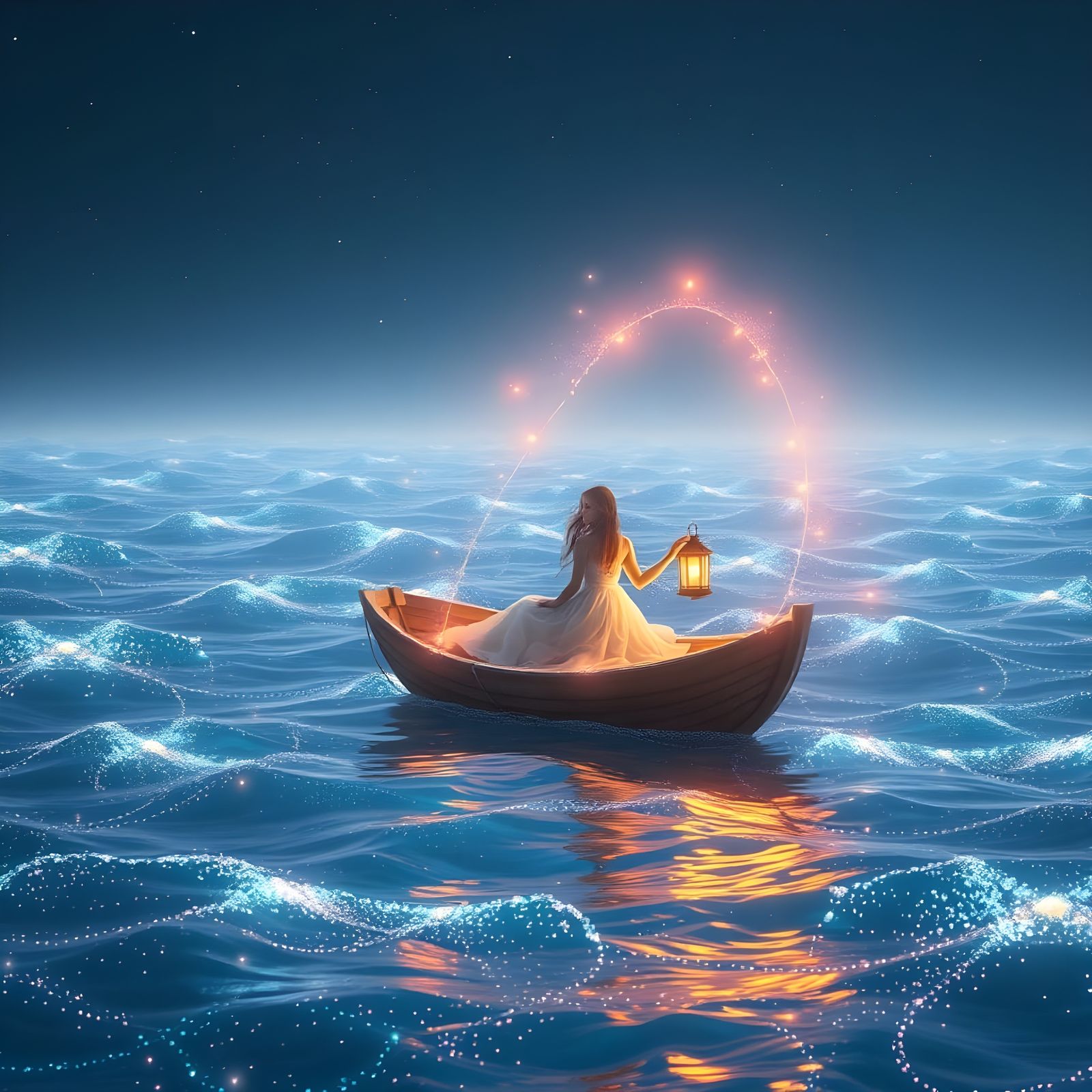 Dreamer on Magical Ocean: Detailed Matte Painting