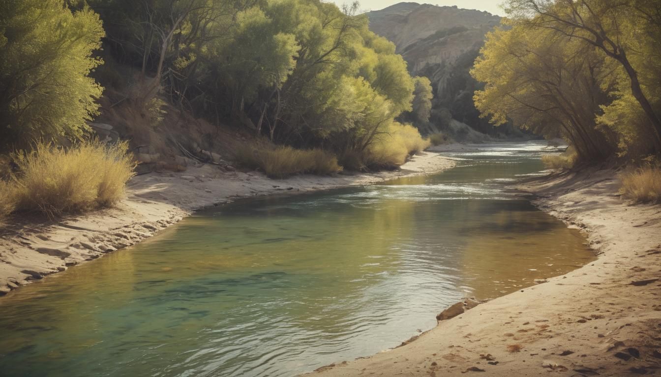 Rio Grande Swimming Hole: Dreamy Watercolor Film Still
