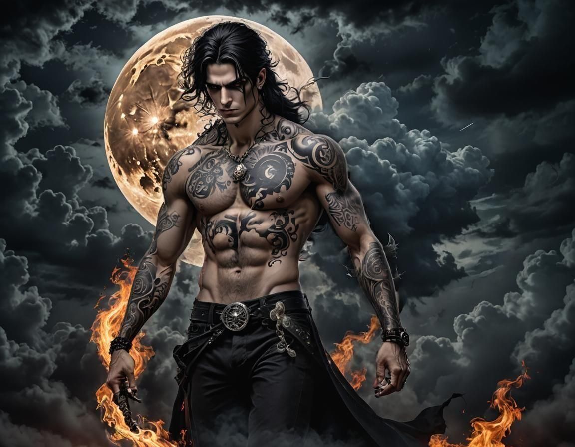 Gothic Nephilim with Dark Magic Tattoos