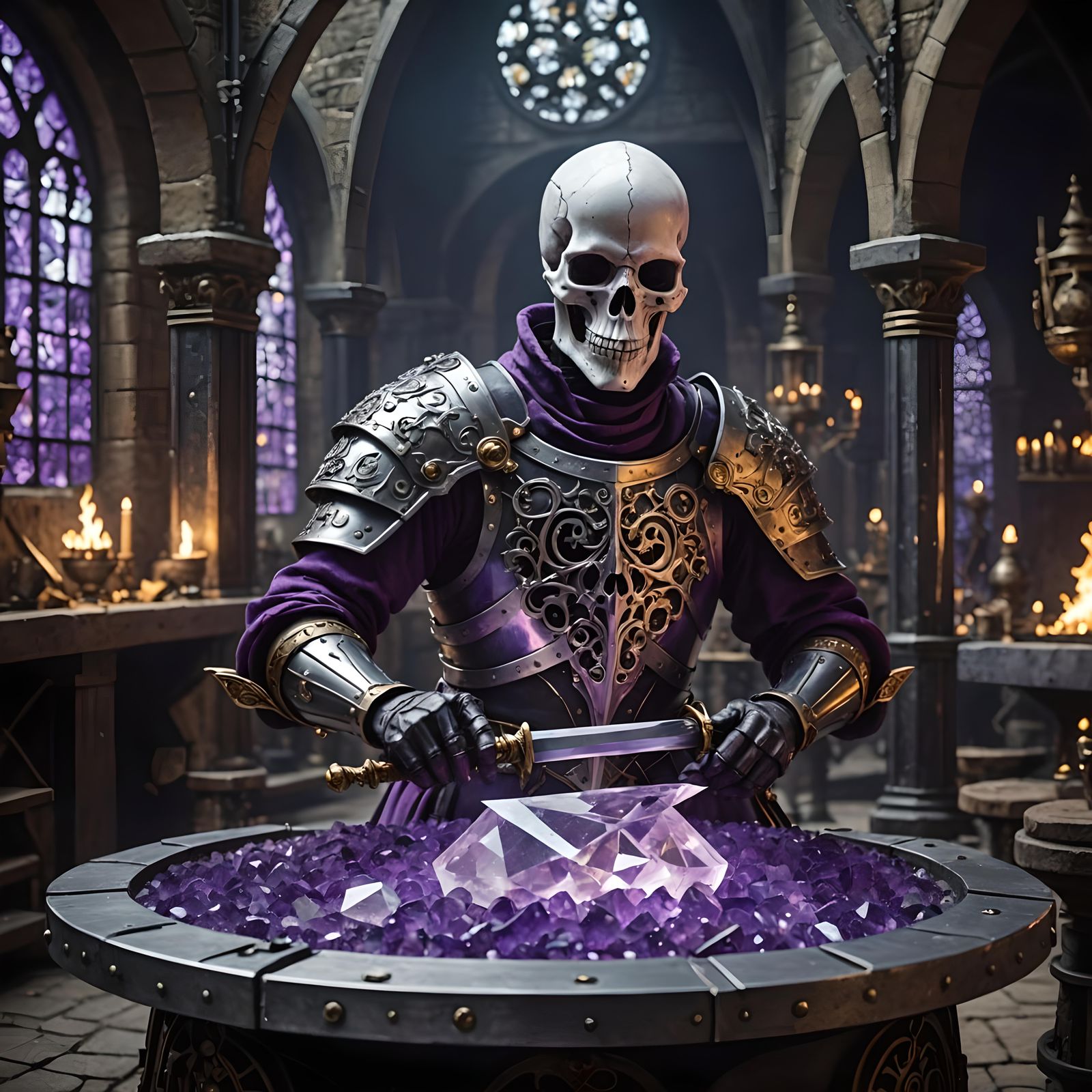 Automaton Blacksmith Forging Crystal Sword