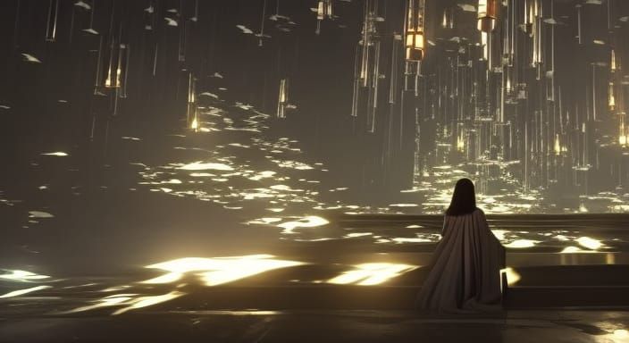 Anime Girl DJ in Dark Room: Digital Matte Painting