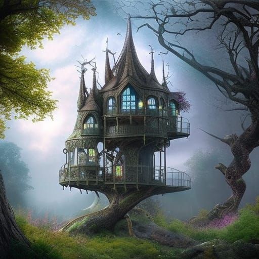 Whimsical Gothic treehouse- my inner child wants this one