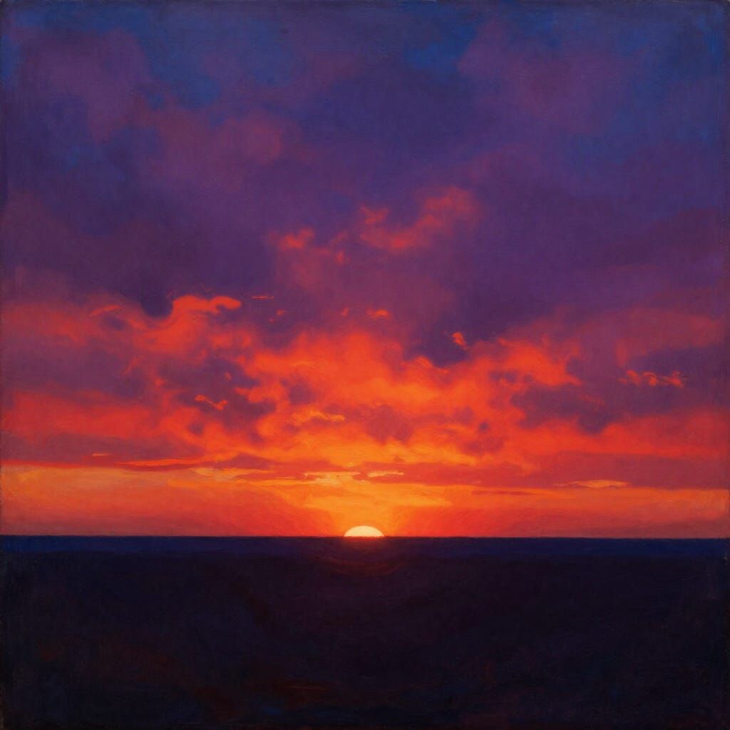 Vibrant Abstract Dawn Breaking on Dark Horizon