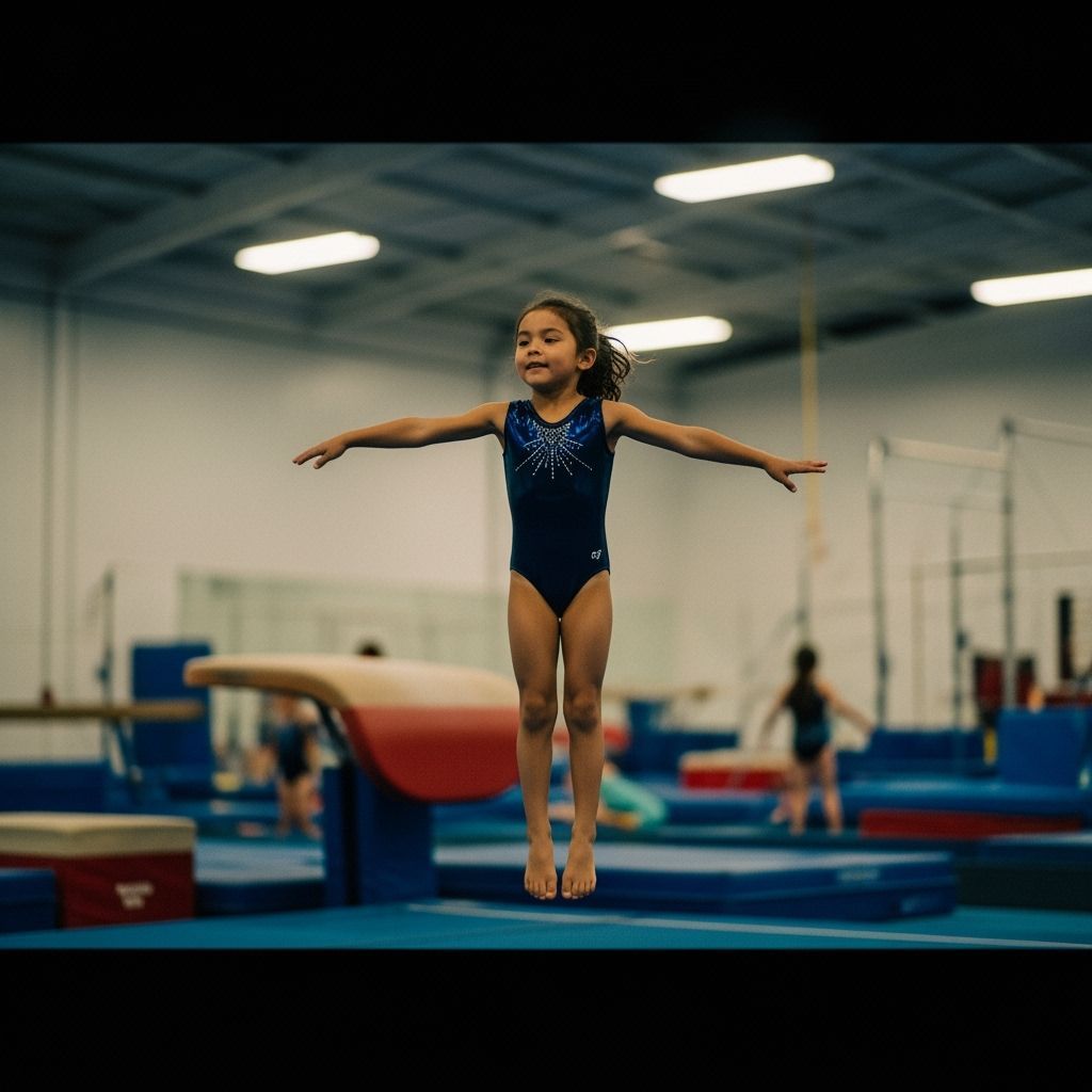 Confident Young Gymnast in Cinematic Film Still