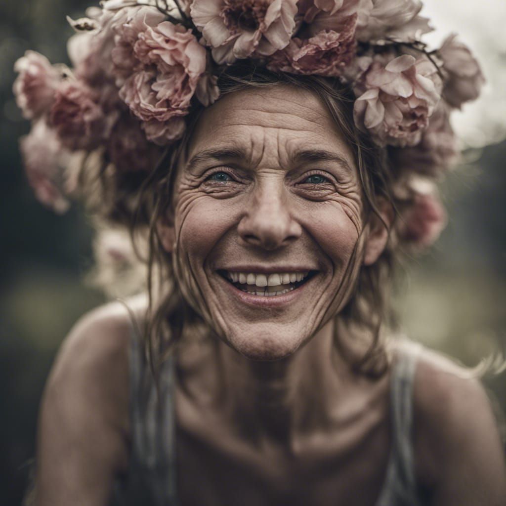 Floral Portrait in Hyperrealistic Style