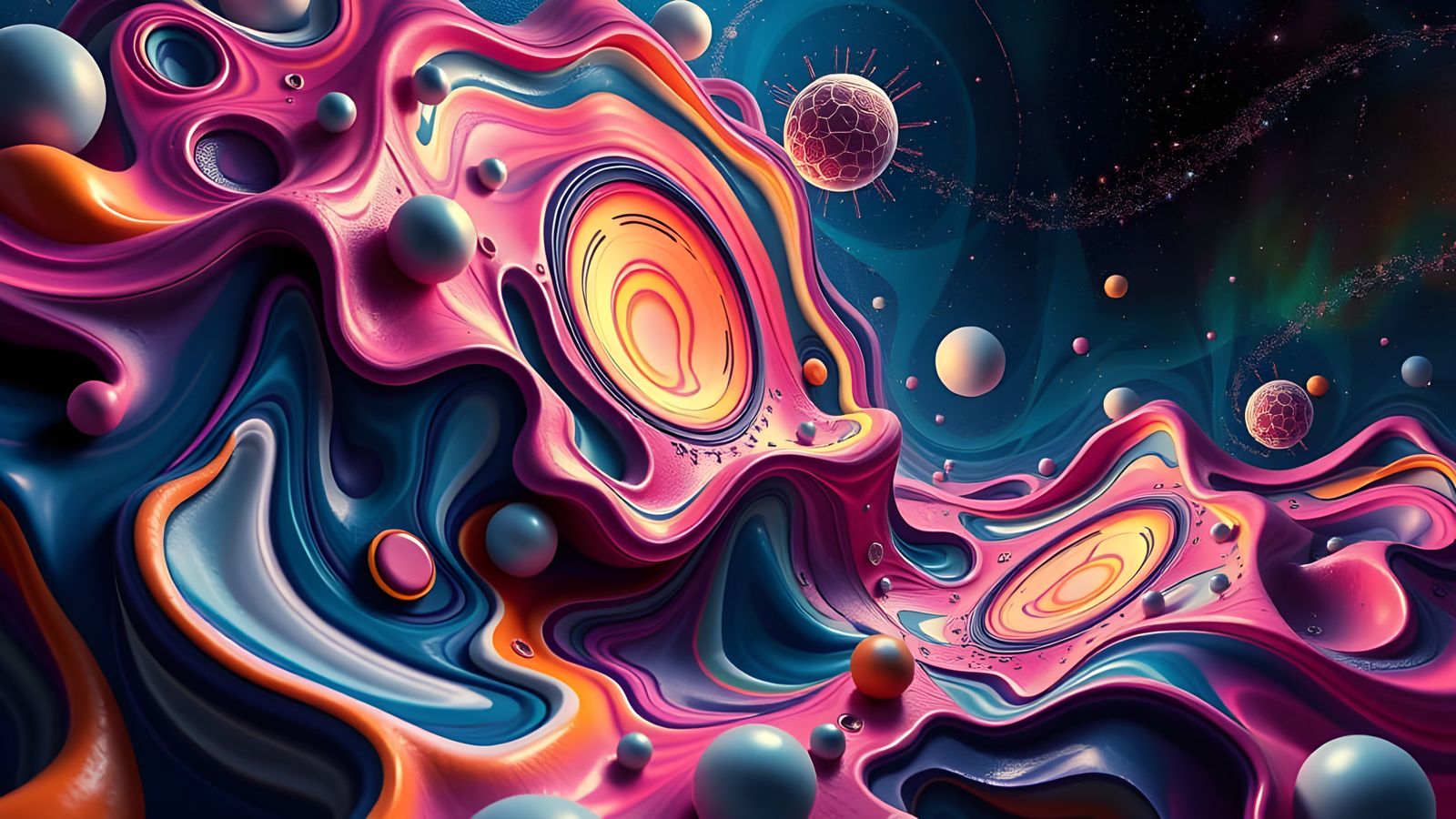 Colorful Cosmic Time and Space in Surreal Oil Painting