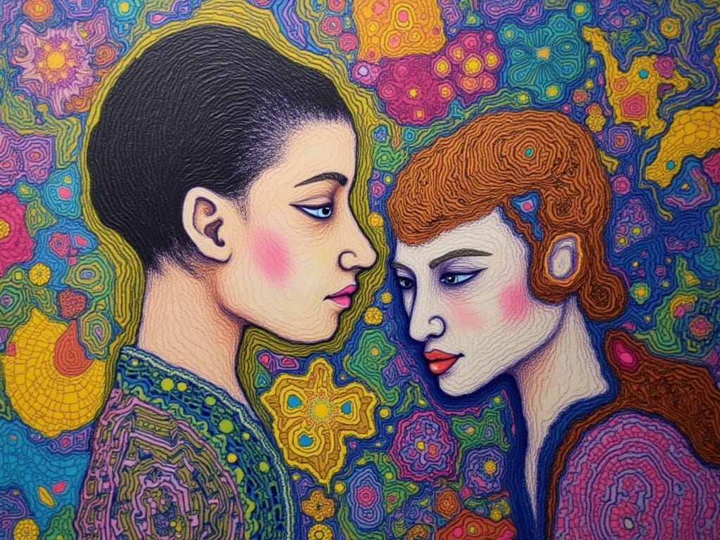 Vibrant Psychedelic Rainbow Paradise with Animals