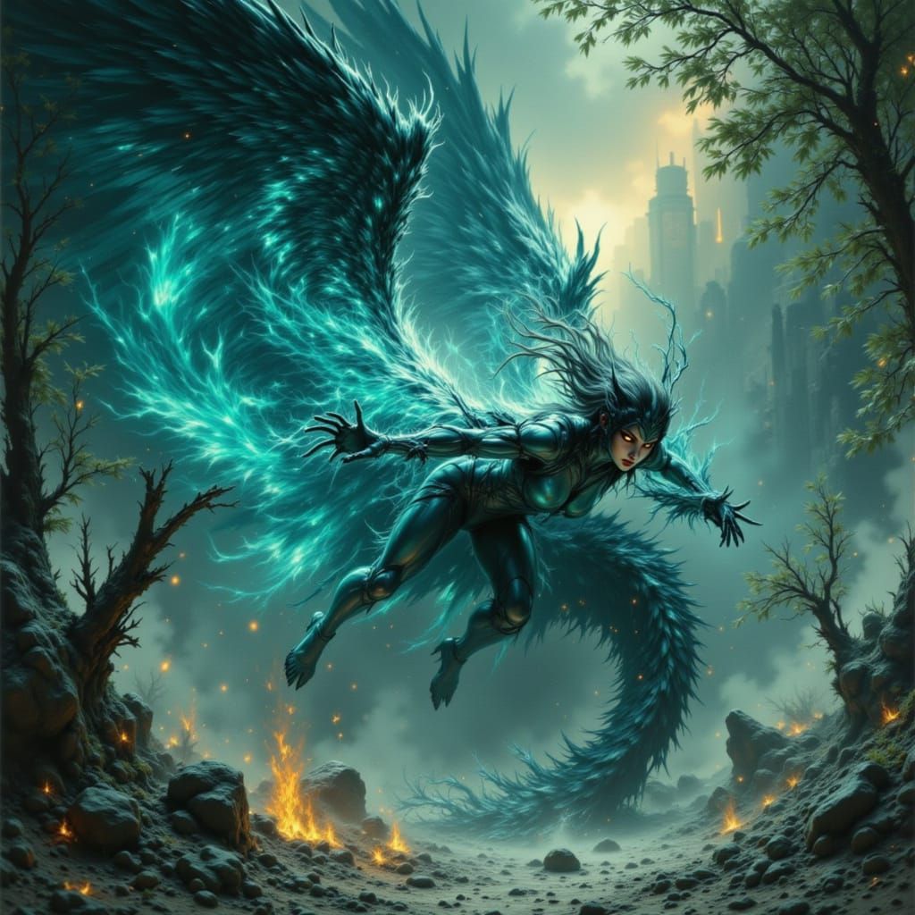 Desert Spirit Unleashing Storm in Digital Painting